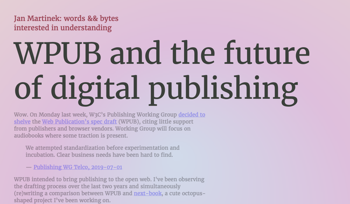 WPUB and the future of digital publishing · Jan Martinek